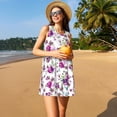 thumbnail image 3 of Fotbe Violets Flowers Vestido de Verano sin Mangas para Mujer – Vestido Midi Línea A, Estilo Camiseta Floral, Vestido Playero Casual y Fluido, 3 of 7