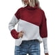thumbnail image 1 of Gibobby SuéTer Para Mujeres Suéter de de contraste de color de manga larga con cuello de otoño e invierno para mujer(Rojo,M), 1 of 3