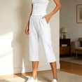 thumbnail image 2 of Capri Jeans for Stretch Casual Elastic Waist Wide Straight Leg Plus Size Pull On Denim Capris Loose Summer Pants Workout Pants with Pockets for Women, 2 of 5