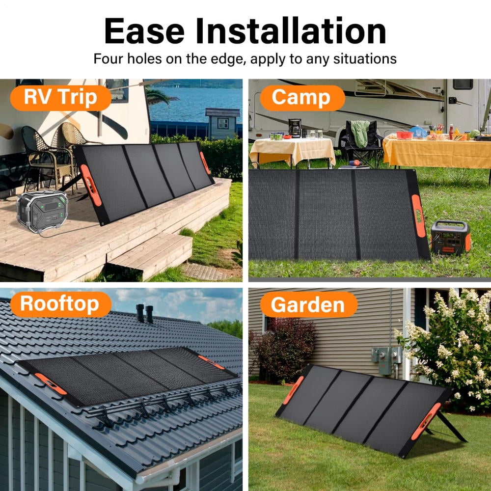 400 Watt Foldable Solar Panel, Monocrystalline Solar Charger with 23.5% Efficiency, IP65 Waterproof with Kickstands for Off Grid Camping RV