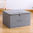 thumbnail image 4 of Caja de almacenamiento de ropa para el hogar, dormitorio, organizador de ropa interior de algodón y lino con tapa Simple, contenedor de Almacenamiento y organización del hogar Gris, 38*26*15 CM S Naiovety HA077426-01, 4 of 6