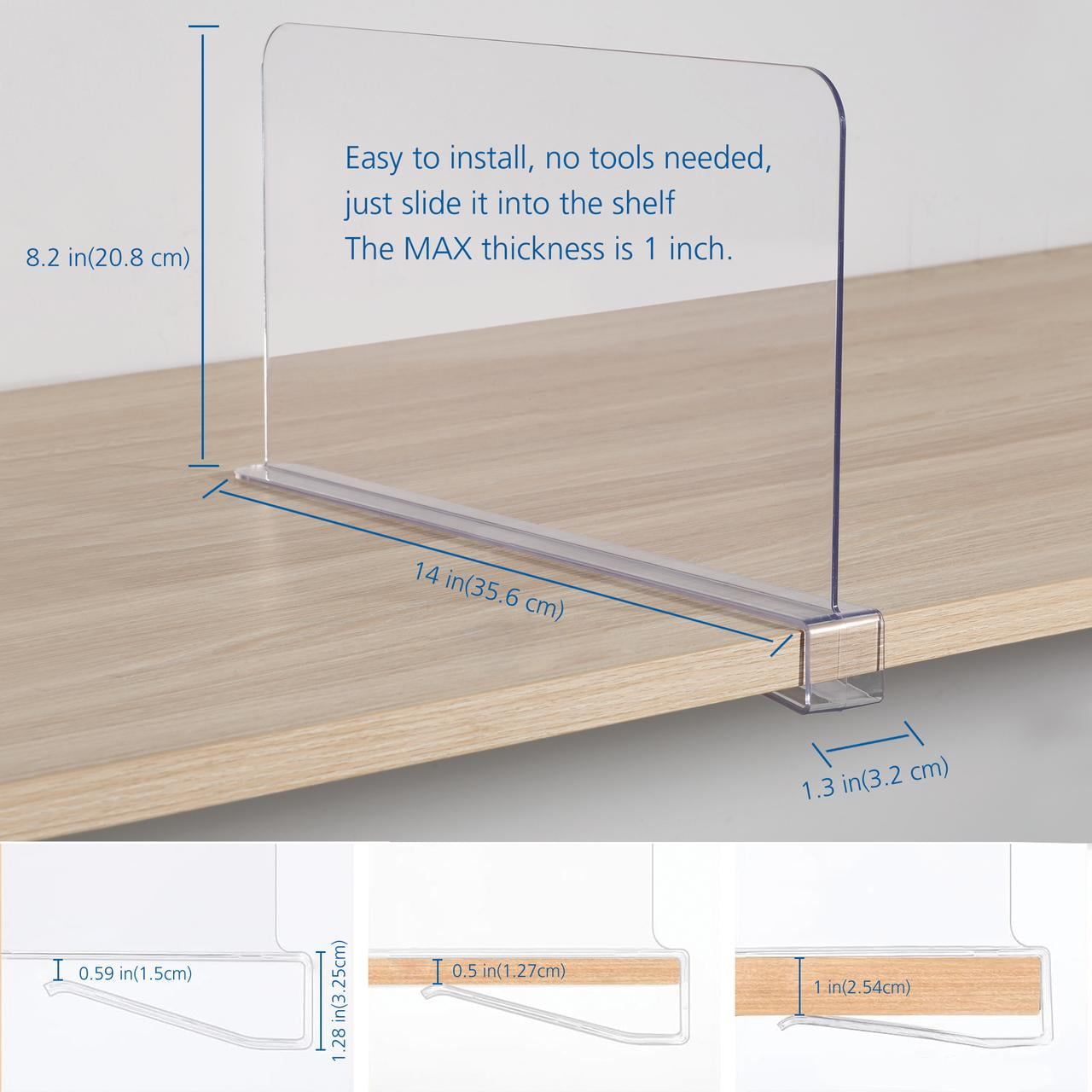 Mainstays Clear Plastic Closet Shelf Dividers, 2-Pack