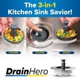 thumbnail image 4 of Drain Hero™ 3-in-1 Kitchen Sink Strainer, Stopper  Basket – Stainless Steel, Anti-Clog, Dishwasher Safe, 4 of 9