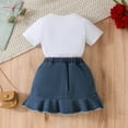 thumbnail image 5 of LUOGENLI Toddler Girl Summer Outfits 3T 4th of July Toddler Girls Short Sleeve Embroider T Shirt Pullover Tops Ruffles Rose Denim Skirts Outfits Toddler Girl Summer Outfits 4T-5T Summer 3-4 Years, 5 of 9