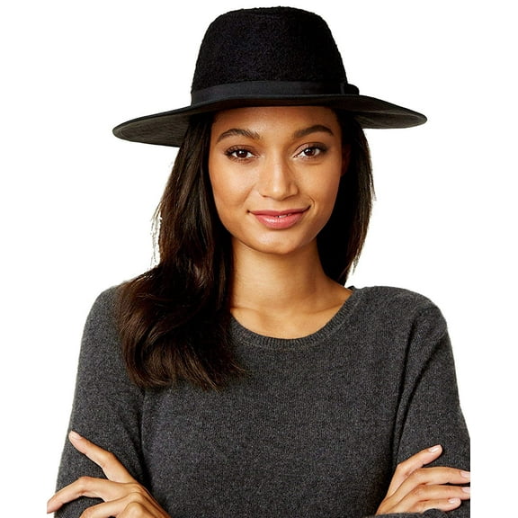 INC International Concepts BLACK Mixed Media Panama Hat, US One Size