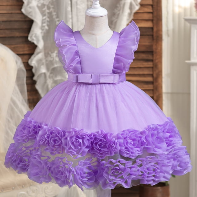1 2 3 4 5 6 años Vestido para niñas pequeñas con lazo de encaje dulce Vestido de princesa para Navidad Fiesta de cumpleaños Ropa para niños Vestidos para bebés