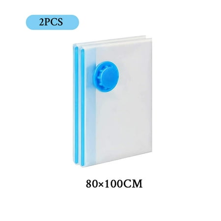 

2PCS Compression Bag Vacuum Storage Bags Zip Durable Seal Travel Organizer Hand Pump For Travel Clothes Bedding Space More Save 2pcs 80x100cm