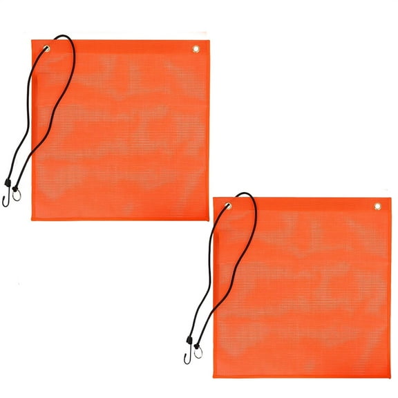 Duslogis 2 Pack Orange Safety Flags for Truck 18 x 18 Inches, Oversize Load Warning Flags with Bungee Cord, Large Mesh Warning Flag for Car, Trailer, Boat, Hunting, Bike