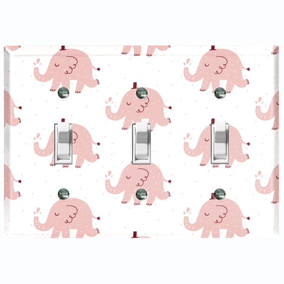 Metal Light Switch Plate Cover Cute Baby Elephant Pink ZOO006