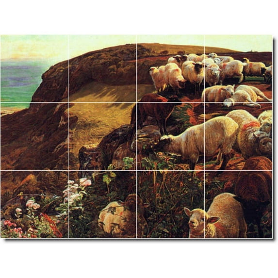 Ceramic Tile Mural-William Hunt Country Painting 407. 48" w x 36" h using (12) 12 x 12 ceramic tiles