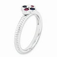 thumbnail image 3 of White Sterling Silver Ring Band Stackable Ruby, Lab Created Red Sapphire, Blue, 3 of 4