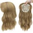 thumbnail image 6 of Benehair Mix Brown Wave Curl Hair Toppers with Bangs for Women with Thinning Hair Synthetic Hair Extensions Clip in Hair Top Invisible Seamless Hairpieces 14 inches, 6 of 7