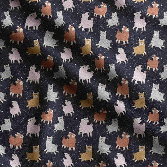 Soimoi Llama Alpaca Print,Cotton Poplin, Sewing Fabric Sold by The Yard 42 Inch Wide,Sewing Craft Quilting/Quilt Making Fabric, Navy Blue