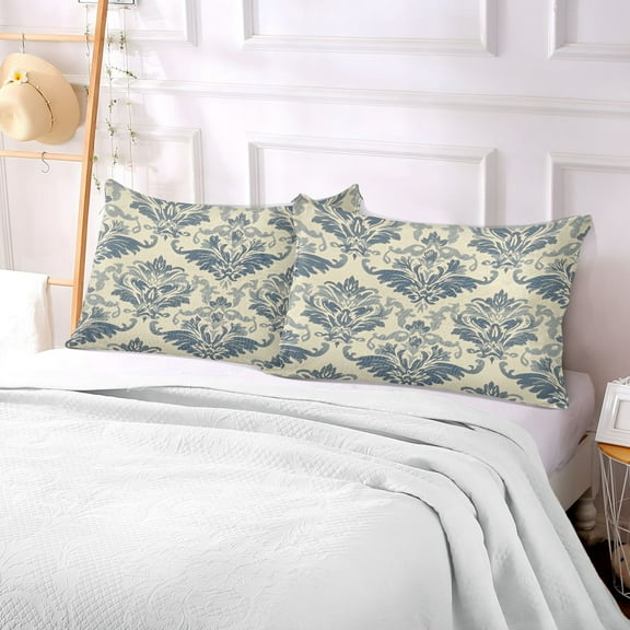 YAZAOO Pillow Case Plush YAZAOO Pillow Elegant Blue Damask Pattern Case standard size/King size/Queen size Bed YAZAOO Pillow YAZAOO Pillowcases