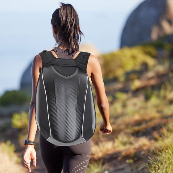 ETHZZLE Riding Motorcycle Backpack Waterproof Black Practical Travel Storage Bag for Men