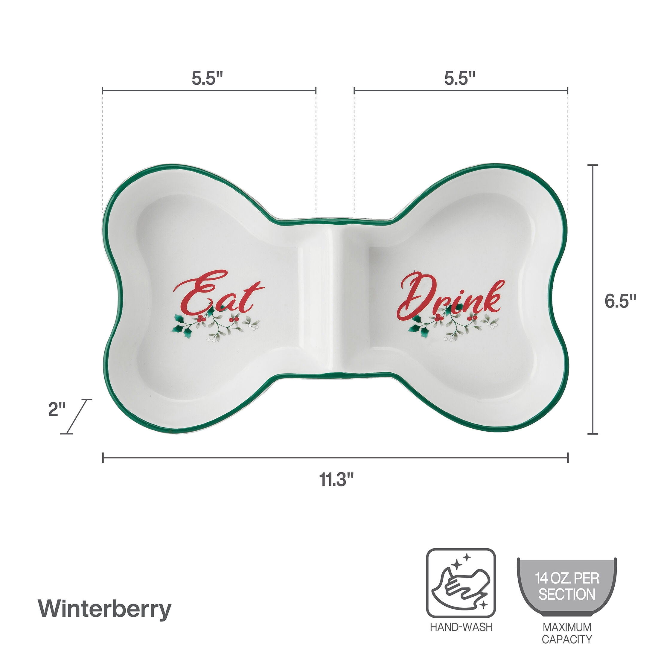 Pfaltzgraff Winterberry Dolomite Divided Pet Bowl