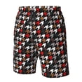 thumbnail image 5 of Kdxio Houndstooth Green Red Pattern Mens Casual Shorts - Drawstring Summer Beach Sports Shorts for Men, 5 of 9