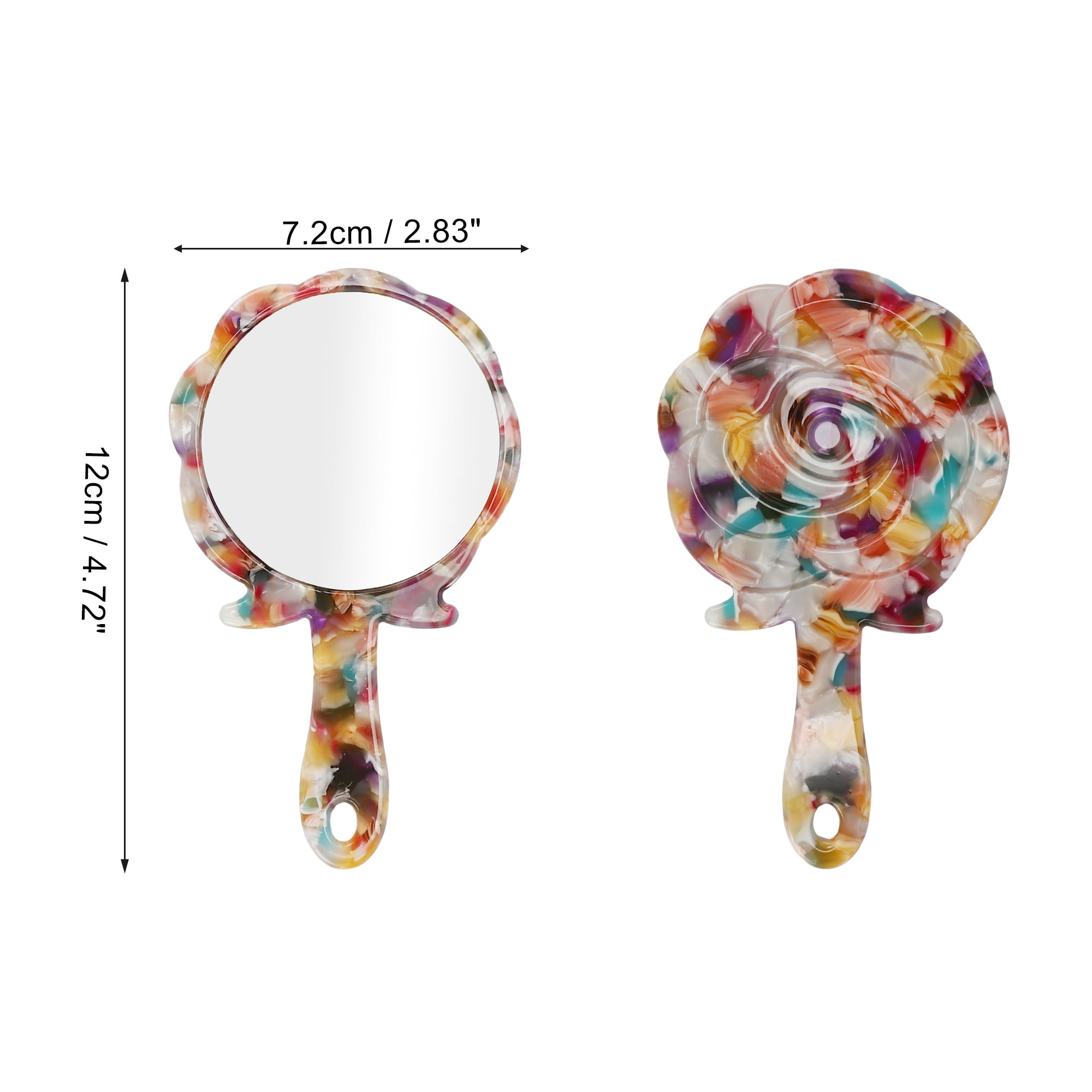 Unique Bargains Heart Shape Handheld Mirror Multicolor