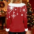 thumbnail image 6 of Qwertyu Plus Size Women's Christmas Shirts Long Sleeve Holiday Shirt Fashion Xmas Tree Graphic Blouses Elegant Faux Fur V Neck Tops Christmas Gifts for Women Red XL, 6 of 6