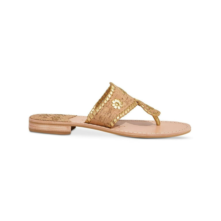 Jack Rogers Womens Jacks II Flat Sandal Leather Embellished Thong Sandals Walmart