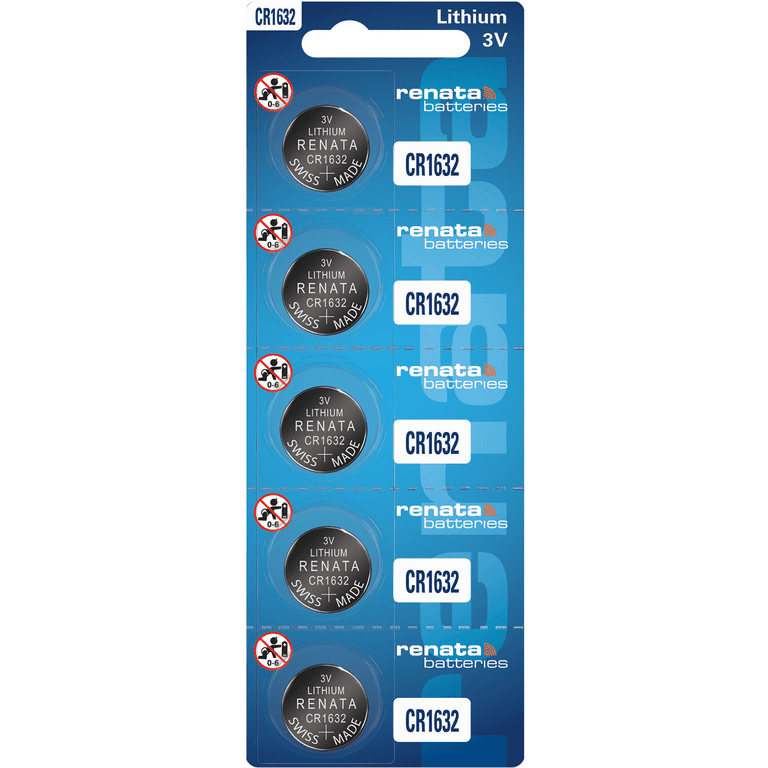  Renata CR1632 Batteries - 3V Lithium Coin Cell 1632 Battery (5  Count) : Health & Household