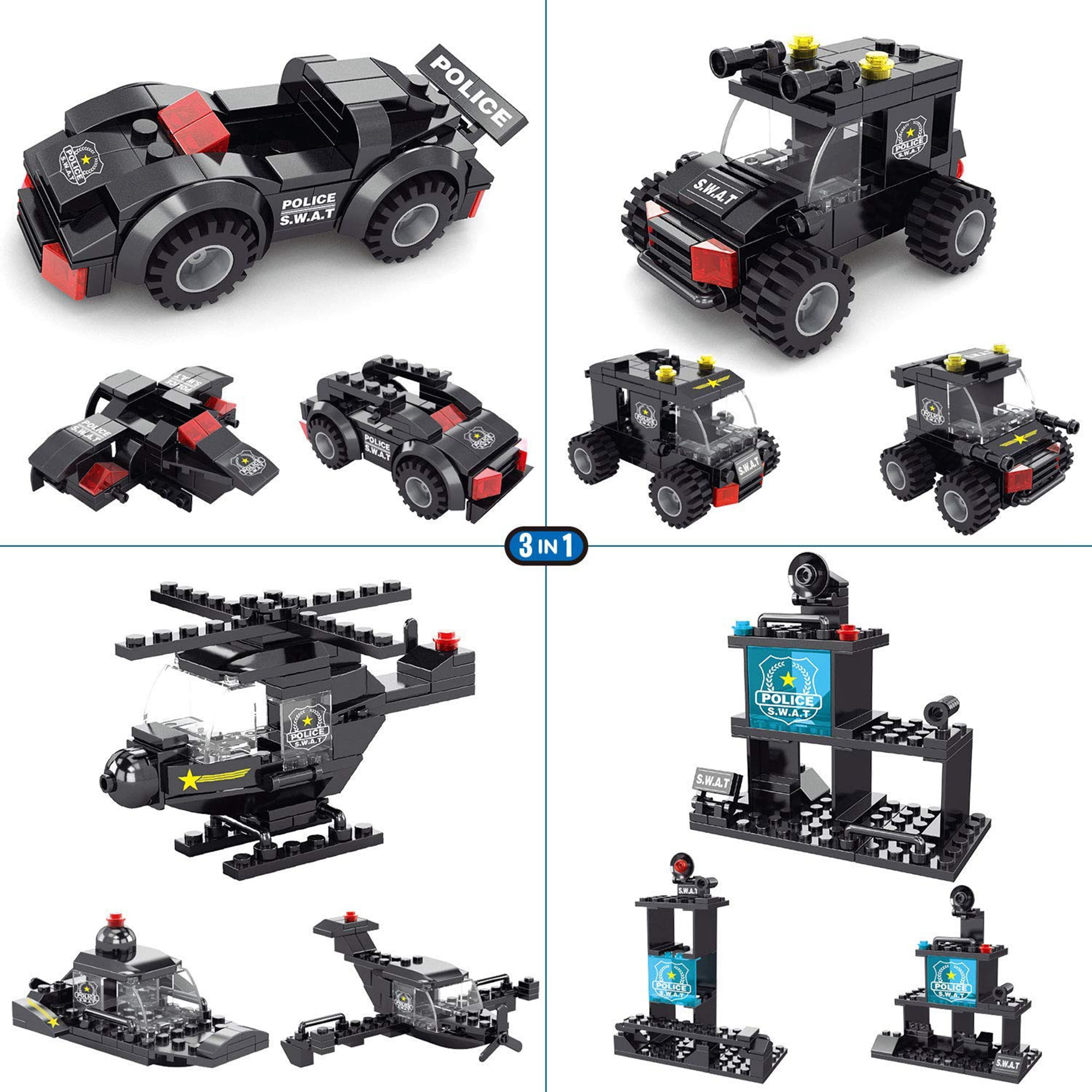 437 PCS Police SWAT Command Vehicle uniforms Fit Lego Building Blocks Toys Gifts 