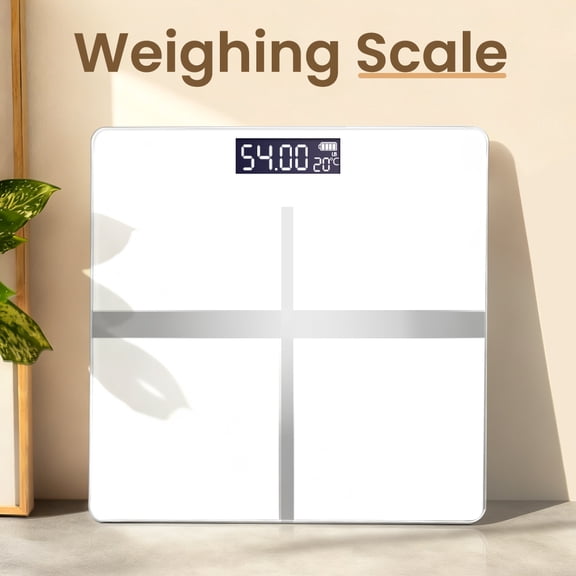 Digital Weight Scale LED Backlit and Temperature Display Large Clear Numbers White No Battery Included