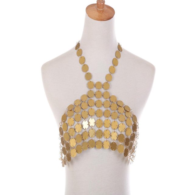 Cadena para Cuerpo cinturo de Lentejuelas Brillante Accesorios de Moda para Mujer Oro Yinane Cadena del cuerpo