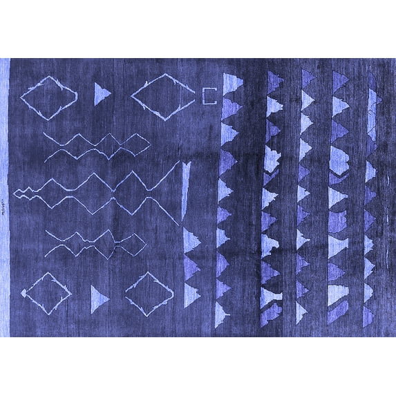 Ahgly Company Indoor Rectangle Oriental Blue Industrial Area Rugs, 8' x 12'
