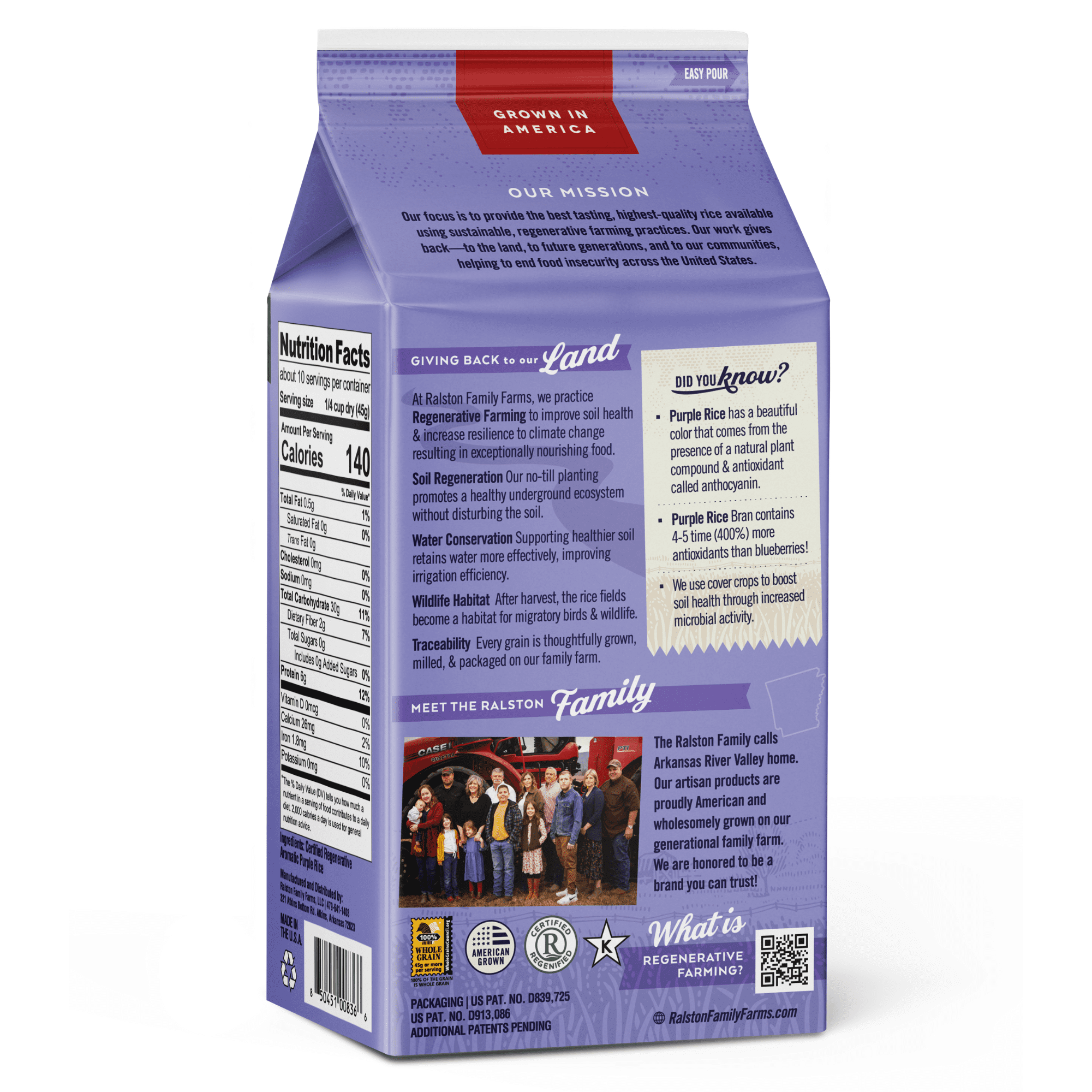Ralston Family Farms Purple Rice, 16 oz Carton: 6 Pack, American Grown, Non-GMO, Naturally Gluten Free