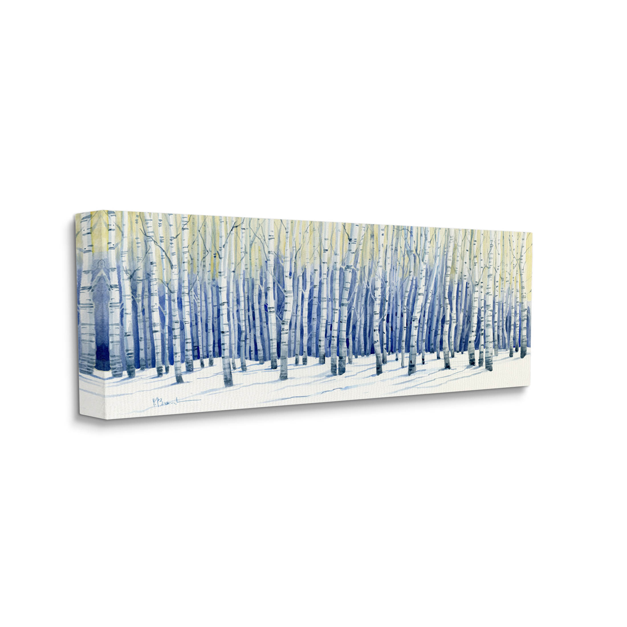 Looming Winter Birch Trees Landscape Graphic Art Gallery Wrapped Canvas Print Wall Art