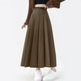 thumbnail image 4 of Zedker Dresses for Women Full Ankle Length Elastic Pleated Chiffon Long Skirt Style Khaki Plus L, 4 of 6