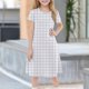 thumbnail image 2 of Girls 2025 Summer Dresses Classic Checkered A-Line Dress Soft Short Sleeve Perfect for Casual and Special Occasions ,Sie:160, 2 of 7