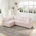 thumbnail image 2 of 106.3" Soft L-shaped 4-Person Sofa in Light Pink - Modern Plush with Detachable Cushions for Living Room, 2 of 11