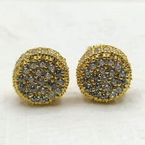 14K Yellow Gold Plated Men's 0.33Ct Round Cut VVS1 Diamond CZ Micropave Stud Earrings, Screw Back Earrings