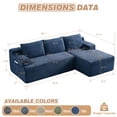 thumbnail image 2 of Aukfa 95" Cloud Sectional Sofa Boneless Couch Modular Sofa Bed for Living Room, 2 Side Pockets, Right Chaise, Blue, 2 of 9