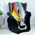 thumbnail image 4 of Guitar Soft Flannel Fleece Blanket, Colorful Stripes Flowing Out of an Electric Instrument Rock and Roll, Cozy Plush for Indoor and Outdoor Use, 60" x 80", Charcoal Grey Multicolor, by Ambesonne, 4 of 5
