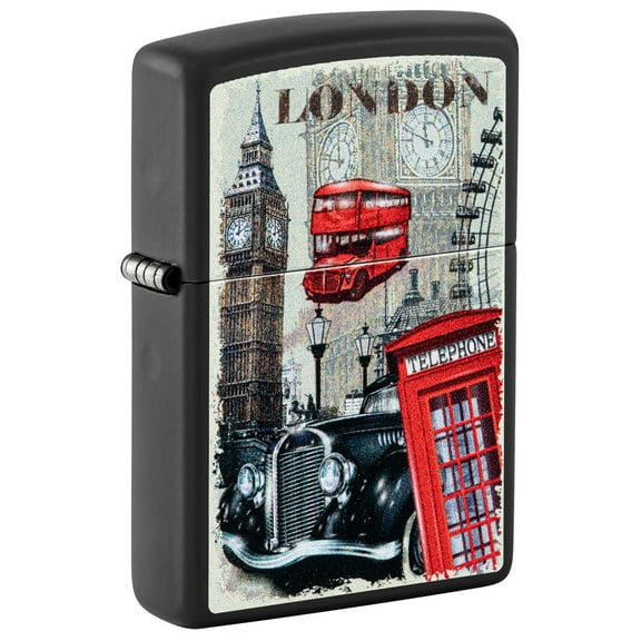 Zippo Lighter: London, England Design - Black Matte 46078
