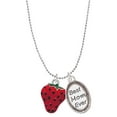 thumbnail image 1 of Delight Jewelry Silvertone Large Enamel Strawberry Best Mom Ever Charm Necklace, 1 of 4