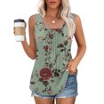 thumbnail image 2 of GERsome Women's Floral Tank Tops Summer Pleated Crewneck Sleeveless Tunic Flowy Loose T-Shirts S-5XL, 2 of 6