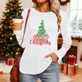 thumbnail image 6 of Merry Christmas Sweatshirts For Women Holiday Long Sleeve Shirts Letter Print Crewneck Pullover Oversized Tops, 6 of 7