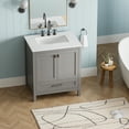 thumbnail image 2 of Canddidliike 30" Freestanding Bathroom Vanity with Sink, Carrara Engineered Marble Vanity Top with Under-mounted Rectangular Ceramic Sink and Solid Wood Frame, Gray, 2 of 13