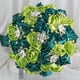 thumbnail image 5 of Nvzi Ramo de novia para boda, dama de honor, rosa de satén, perlas artificiales, cintas de satén, ramo de flores para boda, verde y rosa, 5 of 5
