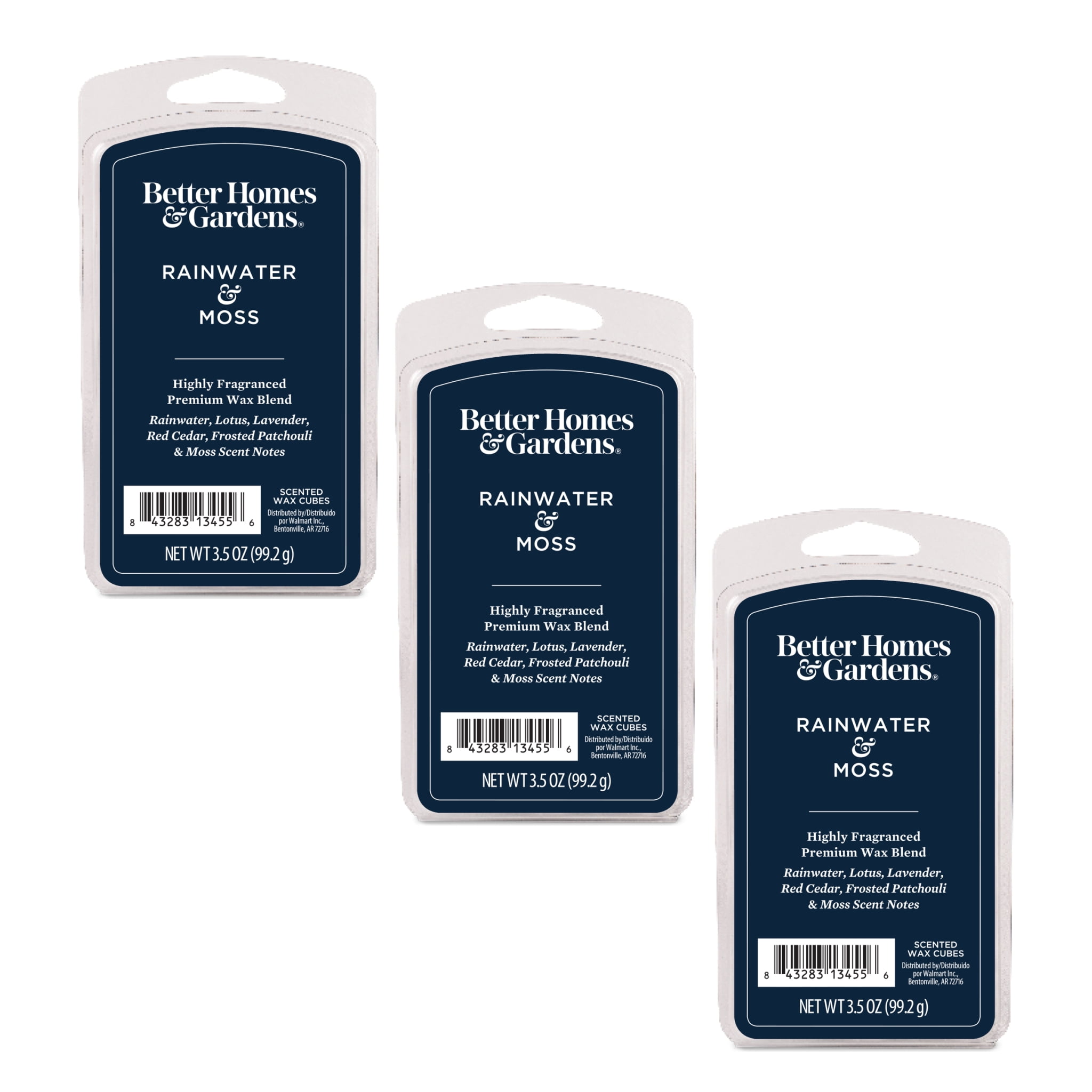 Rainwater & Moss Premium Scented Wax Melts, Better Homes & Gardens, 3.5 oz (3-Pack)