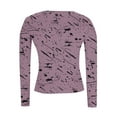 thumbnail image 4 of Hvyesh Long Sleeve Shirts for Women Crewneck Basic T-Shirts Casual Printing Slim Fit Stretch Tops, 4 of 7