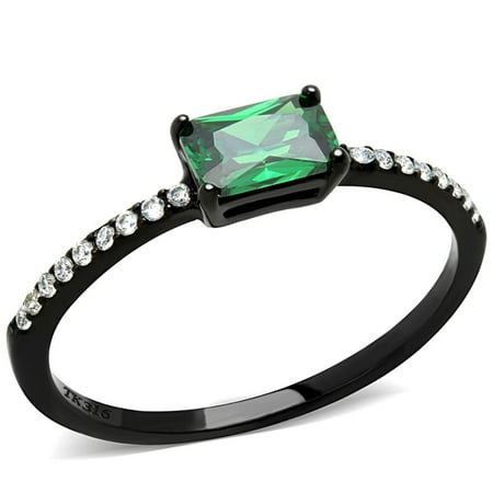 Luxe Jewelry Designs Women s Black Ion Plated Ring with Emerald Cubic Zirconia – Size 9 (Pack of 2) Luxe Jewelry Designs Women s Black Ion Plated Ring with Emerald Cubic Zirconia – Size 9 (Pack of 2)