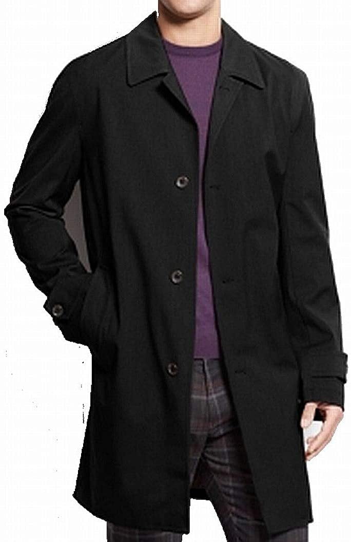 Michael Kors Mens MMK95195 Franklin Jacket Single-Breasted All Year Round  Raincoat - Black - 40L 