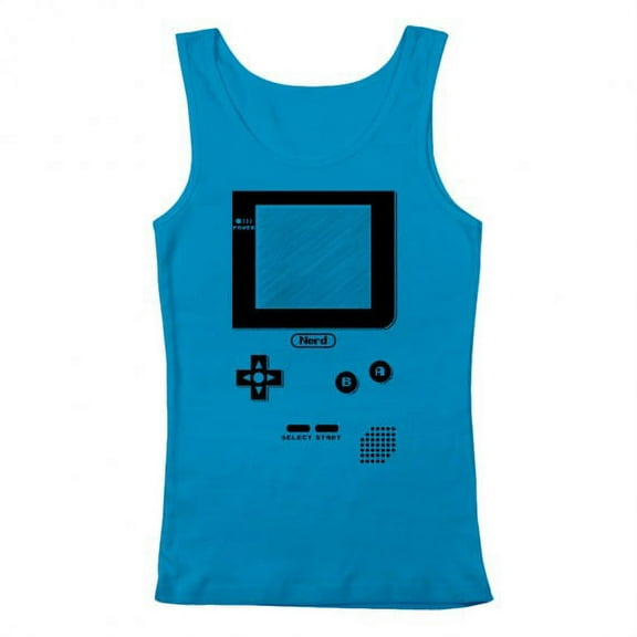 GEEK TEEZ Gameboy Nerd Original Artwork Inspired by Gameboy Women's Tank Top Turquoise Medium
