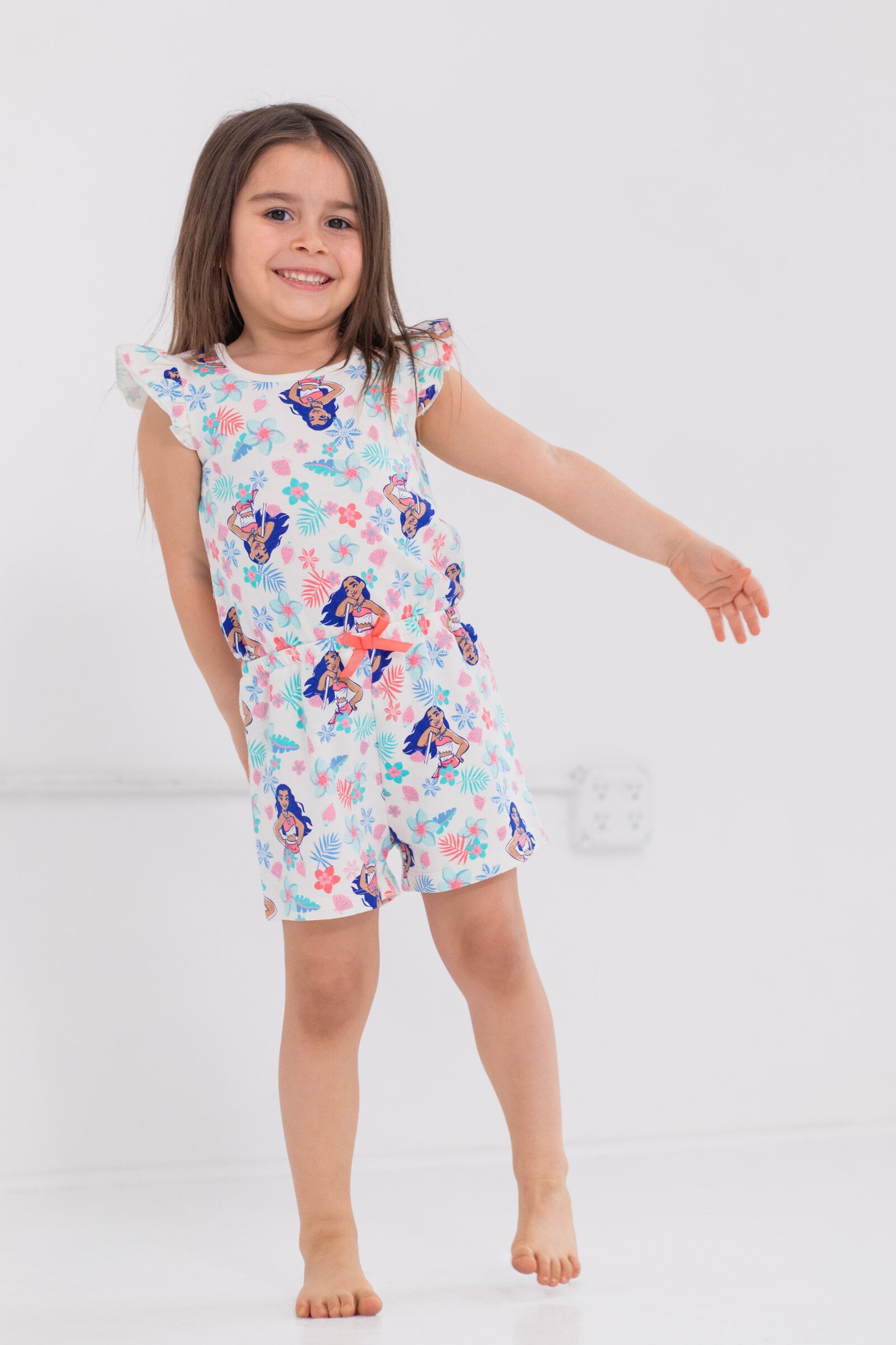 Disney Moana Toddler Girls French Terry Sleeveless Romper Infant to Big Kid