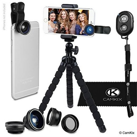 Smartphone Photography Kit - Flexible Cell Phone Tripod, Bluetooth Remote Control Camera Shutter and 5in1 Lens Kit - Universal Octopus Pod - Telephoto, CPL, Fish Eye, Macro and Wide Angle (Best Lens For Eye Photography)